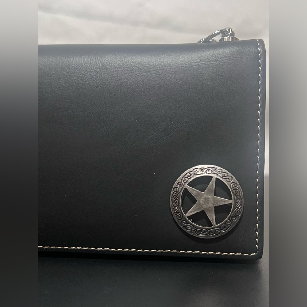 3/$35 Black Leather Wallet with Chain - Picture 4 of 16